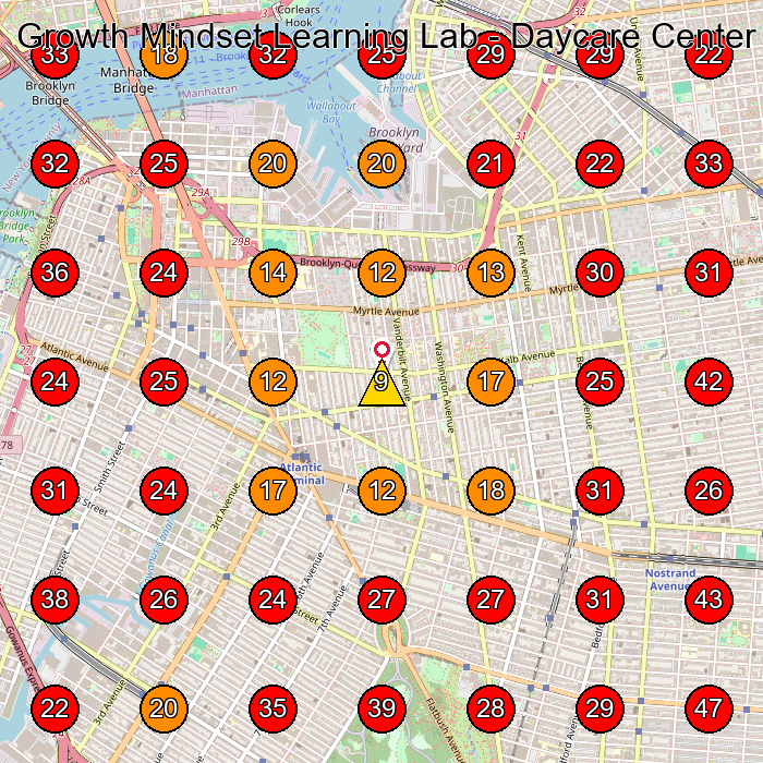 Growth Mindset Learning Lab - Daycare Center GeoGrid visibility map for Day Care Center in Brooklyn
